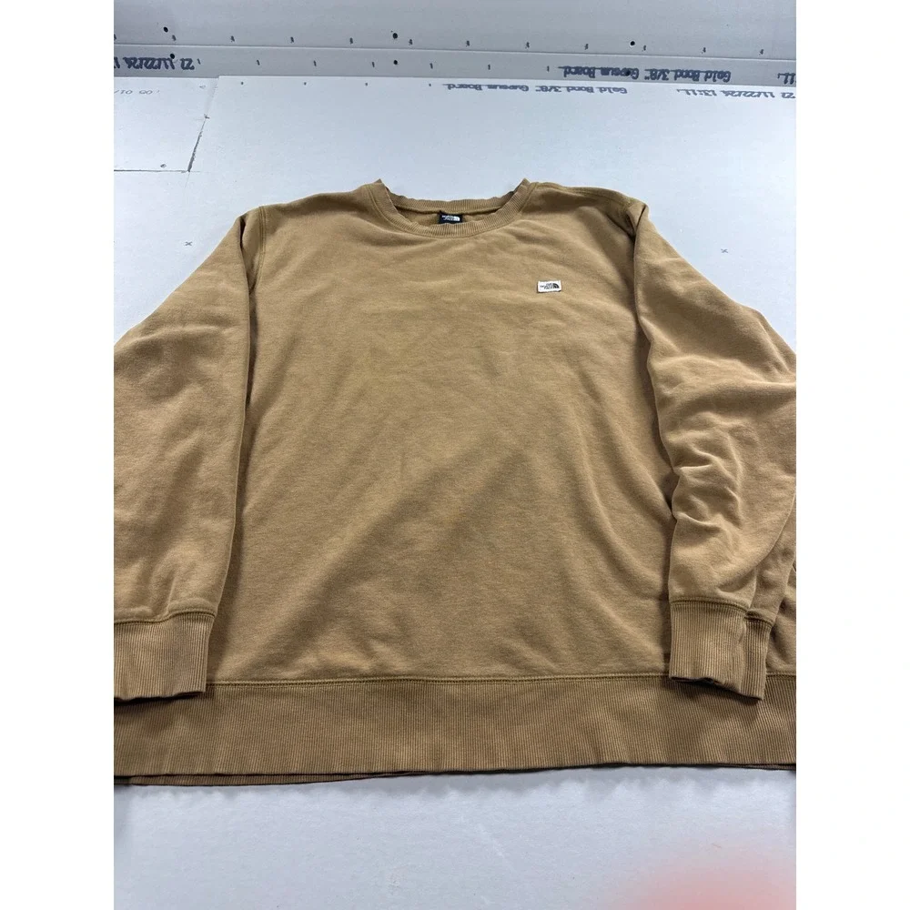The North Face Mens XXL Tan Brown Heritage Patch Crewneck Fleece Sweatshirt